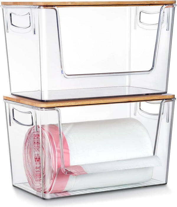 2 Pack Trash Bag Holder Dispenser, Extra Large Garbage Bags Holder, Stackable