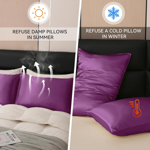 Tyfitb Satin Pillowcase Set - 2-Pack Queen Size 20x30 for Hair & Skin Care, Cooling, Hypoallergenic, Anti-Frizz
