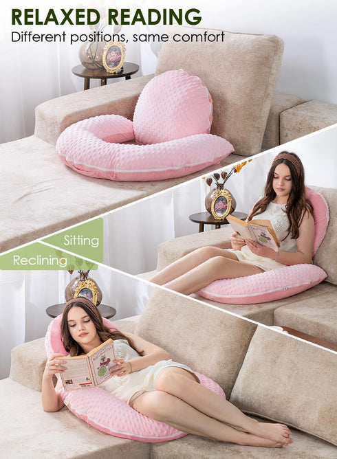 INSEN Reading Pillow with Back Support, Sit Up Bed Pillow for Reading, Nursing & Relaxation, for Adults, Moms and Kids