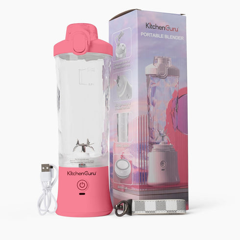 Elite Rechargeable Travel Blender: 240W Personal Smoothie Maker with 6-Leaf Blade, 600ml Capacity, Innovative Pop-Up