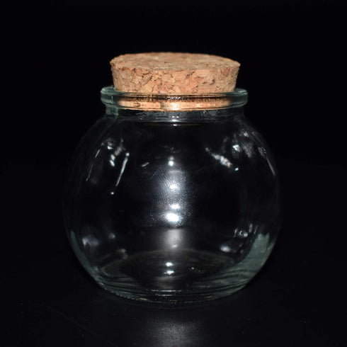 Clear Glass Bottle with Cork Stopper, Assorted Shapes, 1 Piece (Round Ball)
