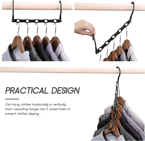 HOUSE DAY 20 Pack Space Saving Hanger, Sturdy Black Magic Hangers for Closet Organizers and Heavy Clothes