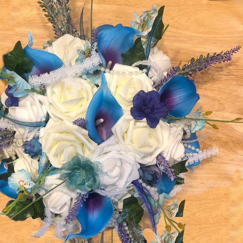 Artificial Flowers 25pcs Purple Foam Fake Roses with Stems for DIY Wedding Bouquets, White Bridal Shower Centerpieces,