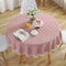meioro Round Tablecloth Stripe Tassel Table Cloth Cotton Linen Dust-Proof Cover for