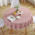 meioro Round Tablecloth Stripe Tassel Table Cloth Cotton Linen Dust-Proof Cover for