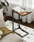 C-Shaped Side Table for Couch - Small Coffee Stand Sofa Tray Desk with Metal Frame and Waterproof Scratch Resistant