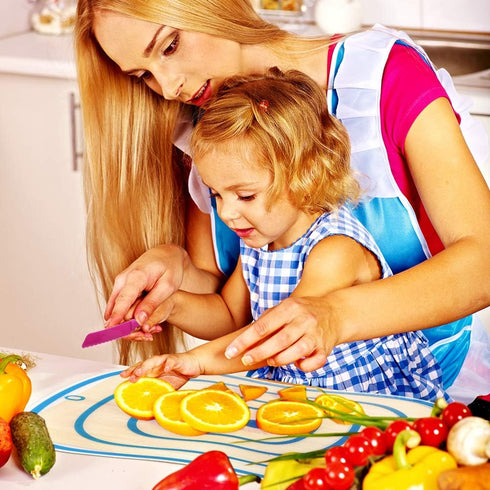 Sonku 10 Packs Kitchen Knife Set with Cutting Boards for Kids and Adults in Multi Colors