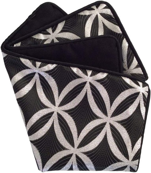 Satin Circle Lattice Pillow Cover - Black-Silver 16"x16" Decorative Sham for Home Decor