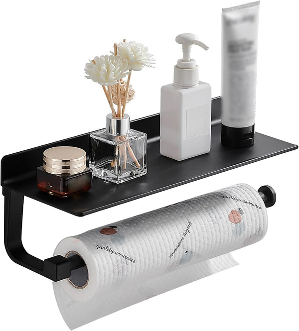 Danpoo Wall Mount Paper Towel Holder with Shelf for Bathroom/Kitchen, Adhesive Hand