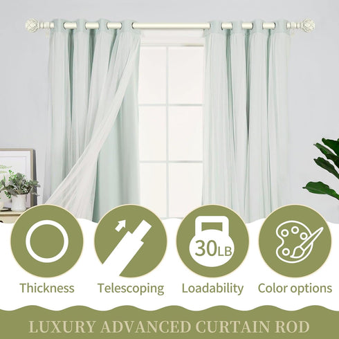 White Curtain Rods for Windows 18 to 60 Inch - 1 Inch Adjustable Heavy Duty Drapery Rods