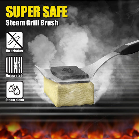 GRILLART Grill Brush Bristle Free, Replaceable BBQ Cleaning Head (No Handle), Safe Replacement Cleaning Pad for Cast