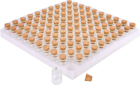 MaxMau 100 Count Small Glass Bottles with Corks, 5ml Tiny Vials Clear Mini Jars for Art Crafts Storage