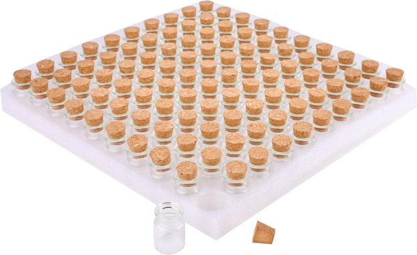 MaxMau 100 Count Small Glass Bottles with Corks, 5ml Tiny Vials Clear Mini Jars for Art Crafts Storage