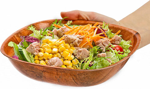 Elsjoy 8 Pack 8 Inch Wooden Woven Salad Bowls, Reusable Square Serving Bowl Set, Unbreakable Snack Bowls