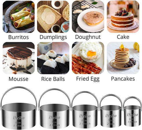 iNeibo Biscuit Cutter Set, Round Shape Cookie Cutters for Pastry Dough Baking, DIY Cake Décor