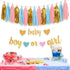 Baby Gender Reveal Decorations - Glitter Letters Banner with Hearts, Tissue Paper Tassels Garland Set