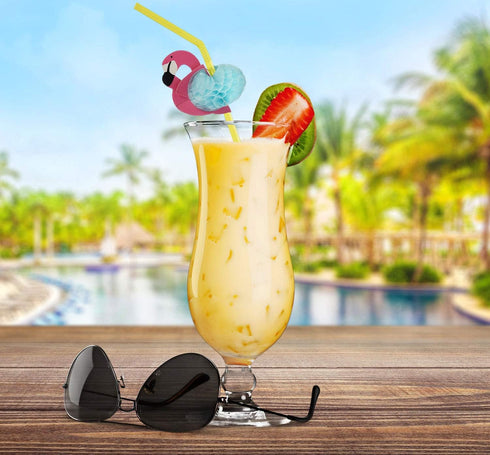 ALINK 50 Flamingo Straws, Plastic Drinking Straws for Tropical Luau Party Supplies, Hawaiian, Birthday, Pool Party