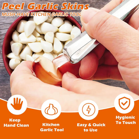3PCS Stainless Steel Garlic Peeler - Garlic Peeler Clips Skin Remover - Easily Remove The Garlic Skin - Avoid Garlic