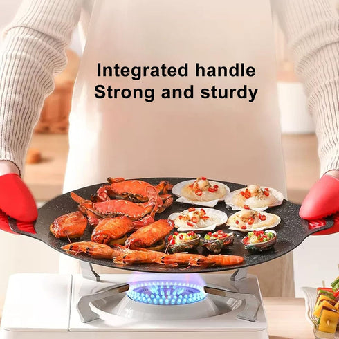 Nonstick Grill Pan, Induction Stove Top Grill Plate, Korean BBQ Round Griddle for Home, Outdoor, Camping