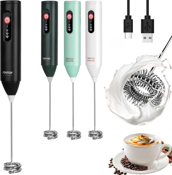 PQWPQW 3-Speed Rechargeable Milk Frother for Coffee, Baking & Eggs - USB Fast