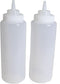 Set of 3, 32 Oz. Large Clear Squeeze Bottle, Open-tip, Wide Screw-on Spout, Durable Polyethylene Plastic