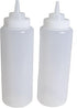 Set of 3, 32 Oz. Large Clear Squeeze Bottle, Open-tip, Wide Screw-on Spout, Durable Polyethylene Plastic