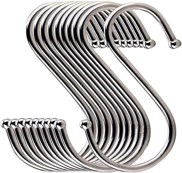 Heavy Duty Metal Chrome Plated S Shape Hooks, Set of 10 Large