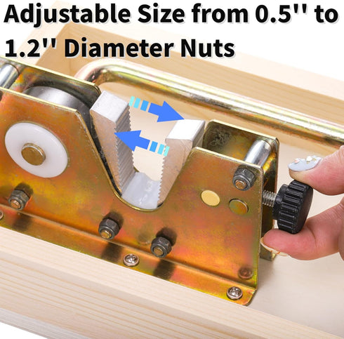 4 Pumtus Manual Nutcracker, Heavy Duty Nut Tongs with Forks & Wooden Base, Adjustable Macadamia Nut Opener Tool, Walnut