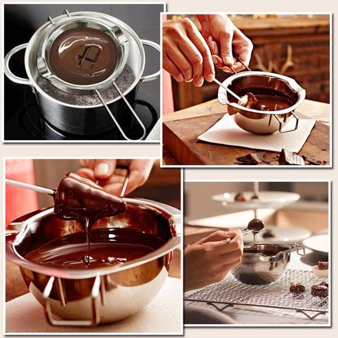 Double Boiler Stainless Steel Pot for Melting Chocolate, Candy, and Candle Making (18/8 Steel, 2 Cup Capacity)