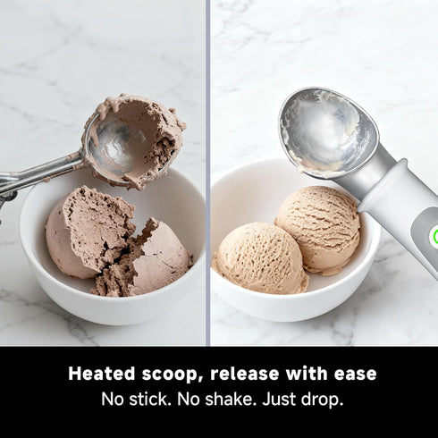 Frozen SEAINGO Heated Ice Cream Scoop - Rechargeable, ON/OFF Safety Lock Switch, Two Warming Modes, Ergonomic Handle