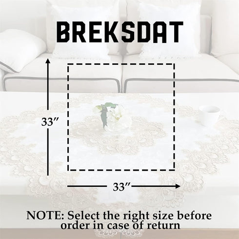 33 33 Inches Rectangle Tablecloth Beige Lace x for Dining Tables End Bedstand Wedding Banquet Party Washable Fabric