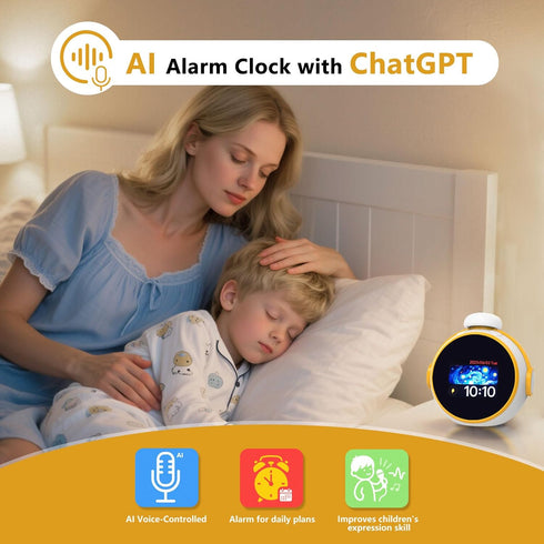 Lemonkylin Kids,3-15 2.4G 2.8 Inch AI Clock, Alarm Clock for Kids, Clock with ChatGPT, AI Device, Sound Machine to Wake