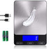 Food Scale - 33lb Digital Kitchen Scale for Food, Ounces, Grams, Rechargeable 304 Stainless Steel, Black