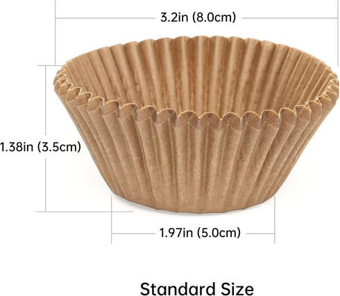 Non-stick 200pcs Standard Cupcake Liners for Baking, Natural, Food-grade Cupcake Wrapper, Greaseproof Parchment Muffin Liners by Bake Choice