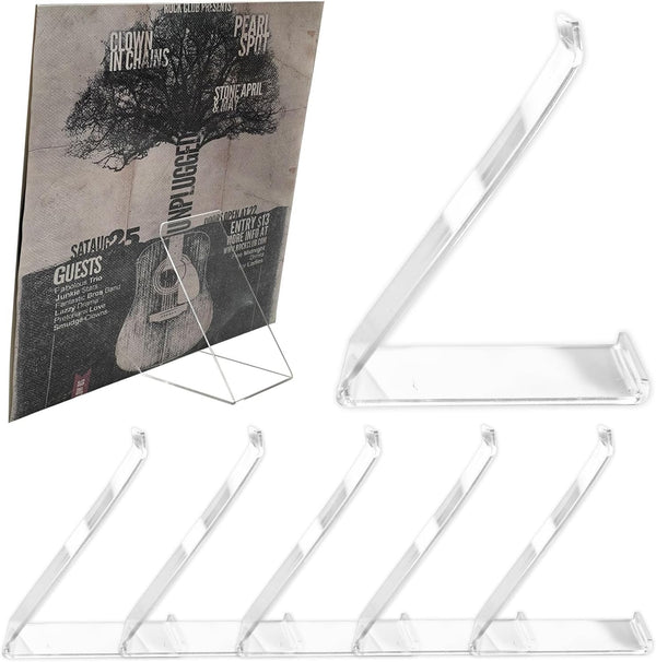 6 Pack Vinyl Record Stand Display, Clear Acrylic Tabletop Album Holder for LP Vinyl Record Storage