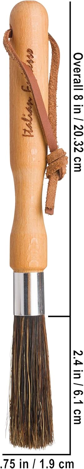 Redecker Natural Pig Bristle Espresso Maker Brush, 8 inches, Oiled Beechwood Handle