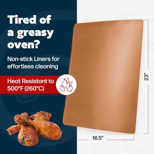 Cooks Innovations Non-Stick Oven Protector Mat - 2 Heavy Duty Nonstick Rack Liners for Convection, Electric, Gas &
