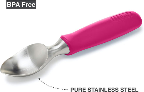 BALCI Heavy Duty Ice Cream Scoop, Stainless Steel Ice Cream Scooper with Non-Slip Rubber Grip, Pink