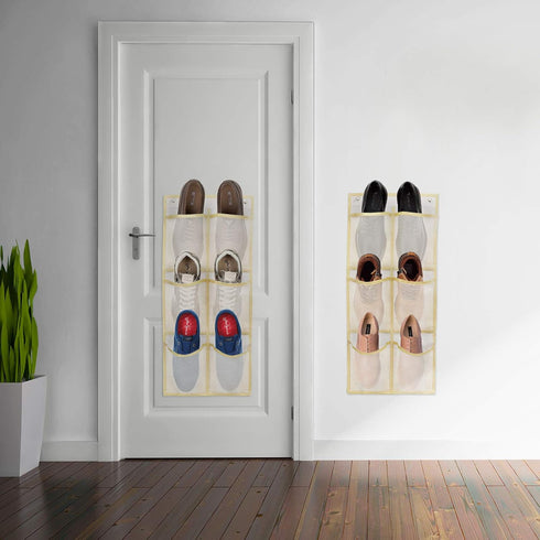 2Pack/Can 6Pairs (SM06-Beige-2) Wall Mounted Shoes Rack Store of Sneakers,with Sticky Hanging Mounts, Shoes Holder