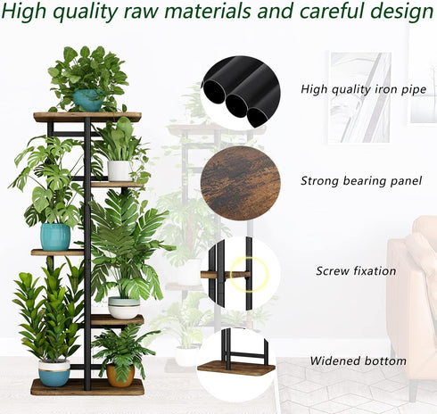 5 6 LINZINAR Plant Stand Tier Plant Multiple Flower Rack Holder Shelves Rack Storage Organizer Display Indoor Planter