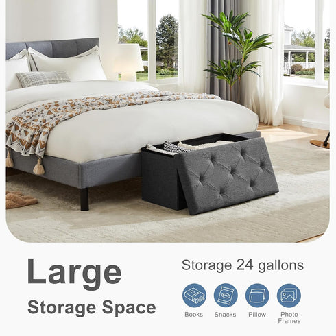 30in 660lbs, DUMOS Storage Ottoman Bench, Storage Chest, End of Bed Foot Rest Stool with Padded Seat, Bedroom Bench
