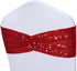Poise3EHome Red Sequin Chair Sashes, Folding Chair Covers Bow for Wedding Party Reception Decorations, 10 PCS