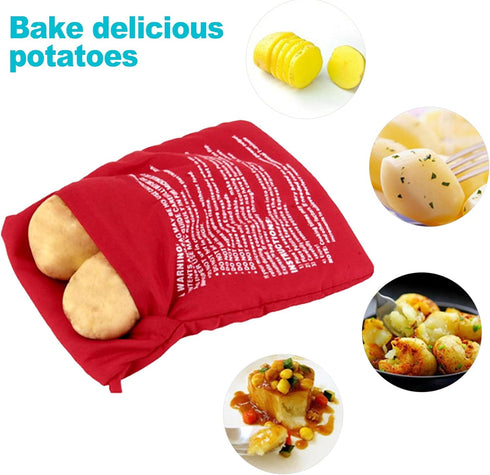 2 Pack ZukoCert Microwave Potato Bags, Reusable Baked Potato Cooker for Perfectly Cooked Potatoes, Quick & Easy