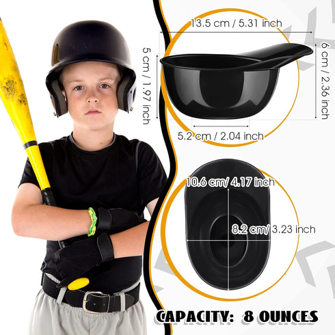 Baseball Helmet Ice Cream Snack Bowl 8 oz Mini Baseball Cap Bowls Kids Helmet Chip Bowl Ice Cream Sundae Helmets Plastic Baseball Helmet Cups for Party (Black, 18 Pack) by Baderke