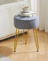 WBD009G IBUYKE Teddy Velvet Round Footrest Stool Ottoman, Makeup Vanity Stool Side Table, Velvet Dressing Table Seat