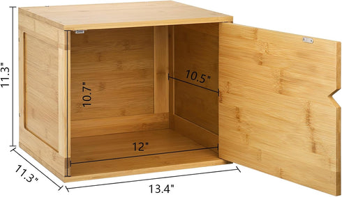 Fasmov Cube Storage Organizer, Bamboo Cube Bookshelf, Stackable Connect Storage Cube Cubby Organizer with Door
