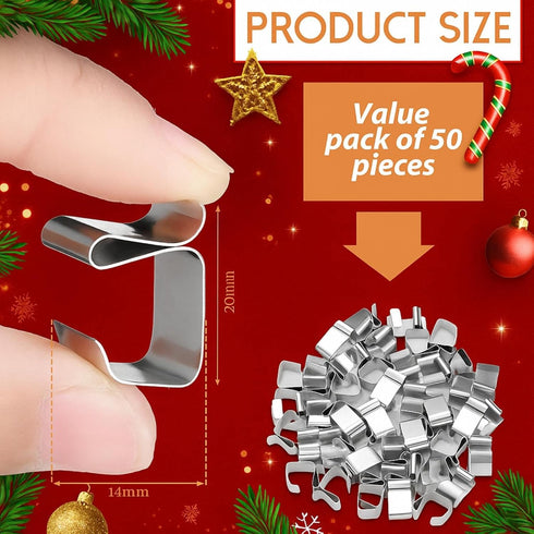 50 (14 11 mm) Pcs Lights Gutter Hook Clips for Hanging Outdoor Holiday Galvanized Lights Roof Hooks Christmas