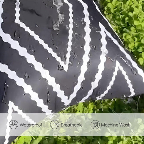 HOMFREEST Black and White Waterproof Outdoor Pillow Covers - 18x18 Geometric Boho Pillows Set of 2