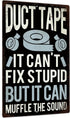 Putuo Decor Funny Sarcastic Metal Sign, Man Cave Bar Decor, Duct Tape It Can't Fix Stupid, 12x8 Inches