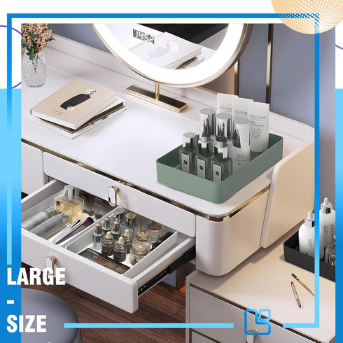 CHANCETSUI 11-Piece Stackable Drawer Organizer Set, Multi-size Storage Bins for Makeup, Stationery, Utensils in